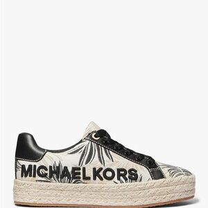 Michael kors women’s size 9.5M poppy espadrille palm leaves black style shoe